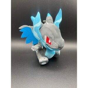 Pokemon Mega Charizard X Plush Stuffed Animal Black Blue 6 Inch Collectible Toy